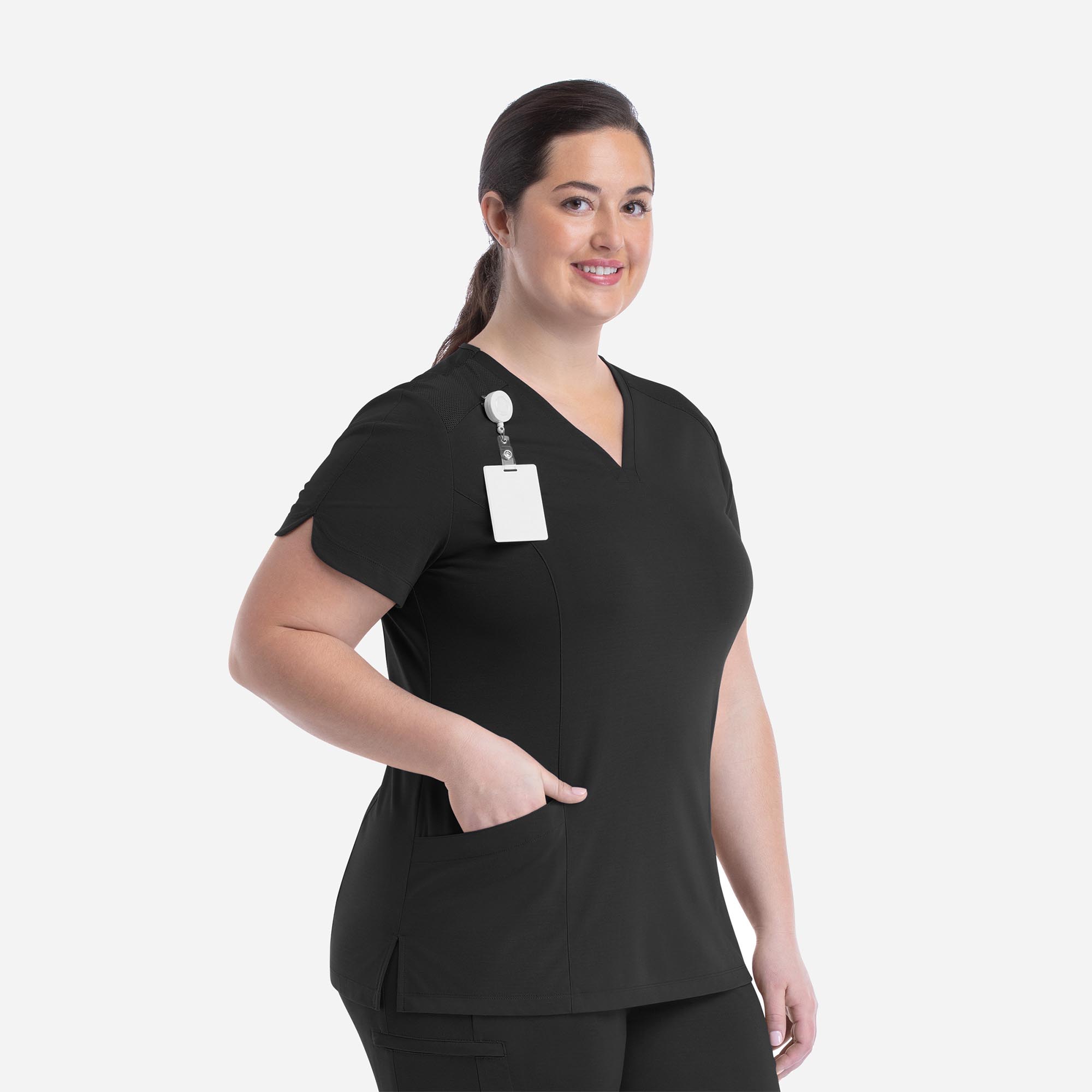 Women's Curved V-Neck Top | 20302 - Image 2