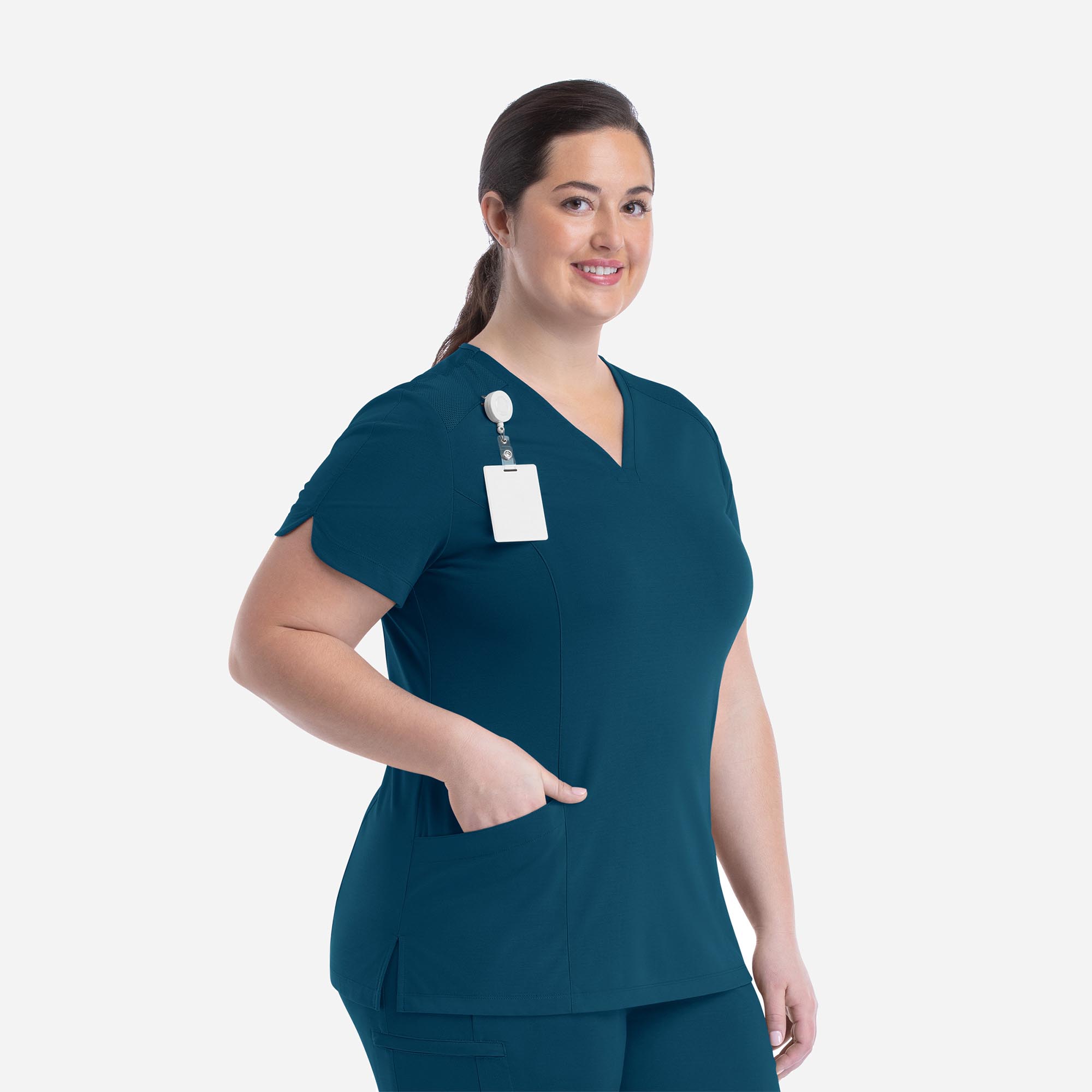 Women's Curved V-Neck Top | 20302 - Image 3