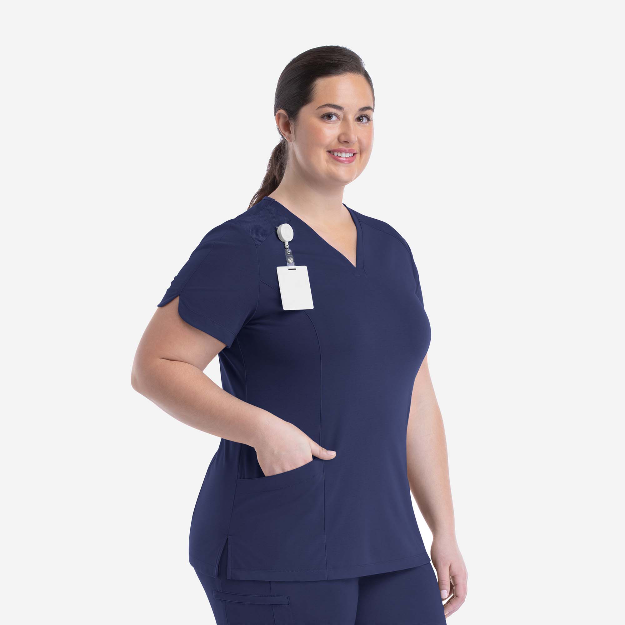 Women's Curved V-Neck Top | 20302 - Image 5