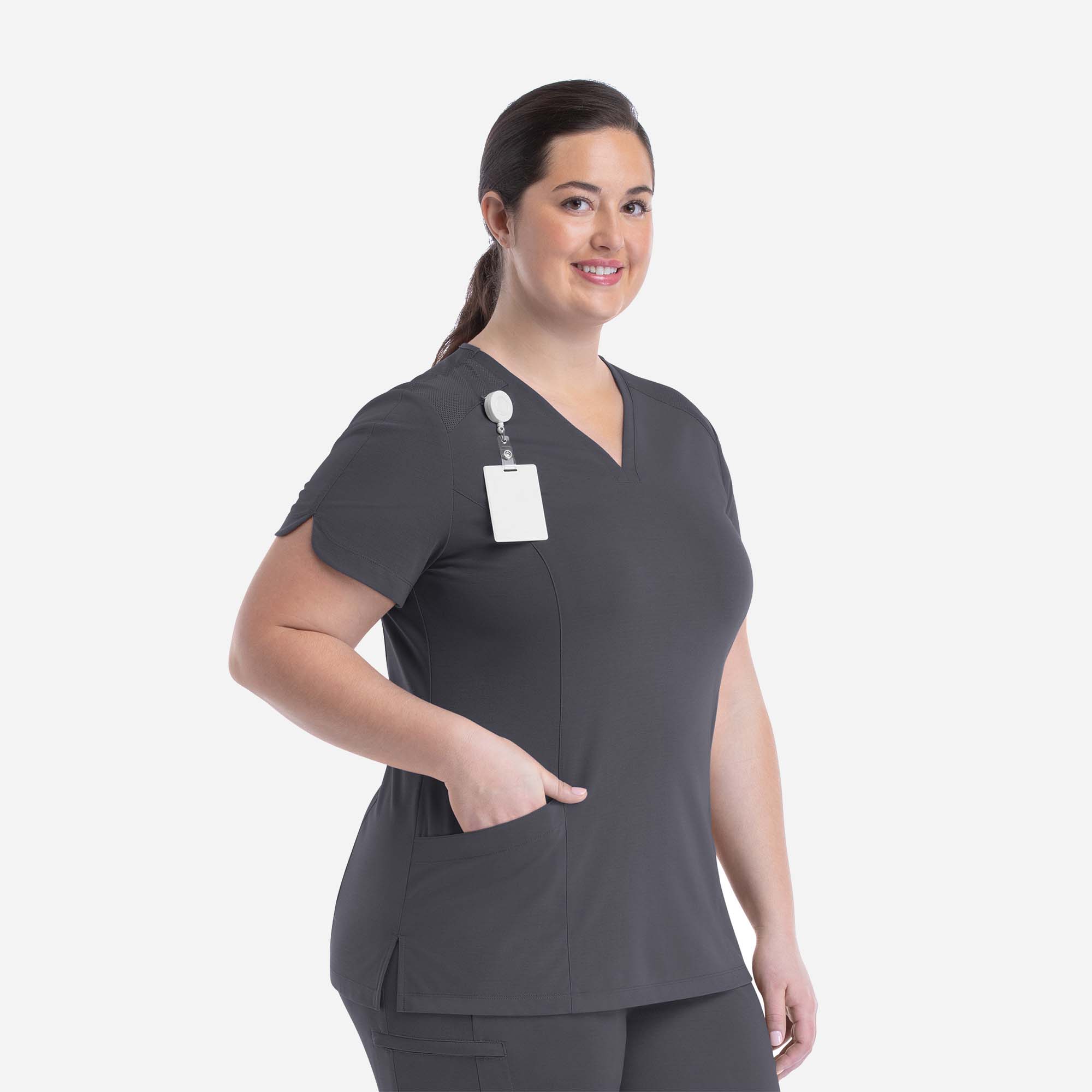 Women's Curved V-Neck Top | 20302 - Image 6