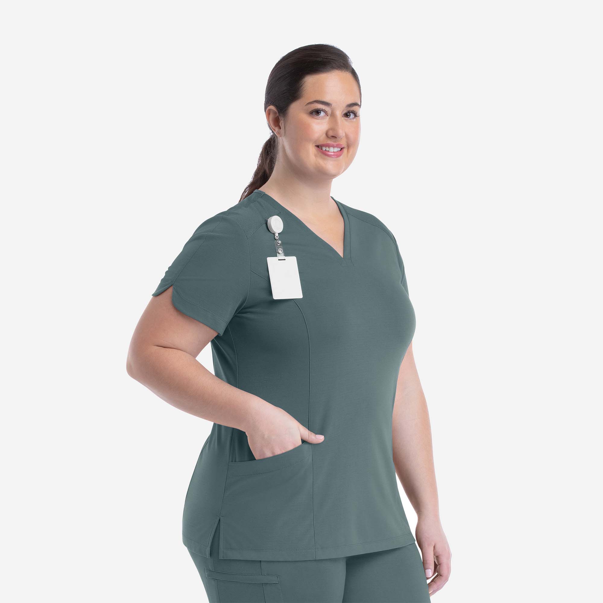 Women's Curved V-Neck Top | 20302 - Image 8