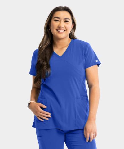 Women's Mock-Wrap Top With Zipper Pocket | 181002