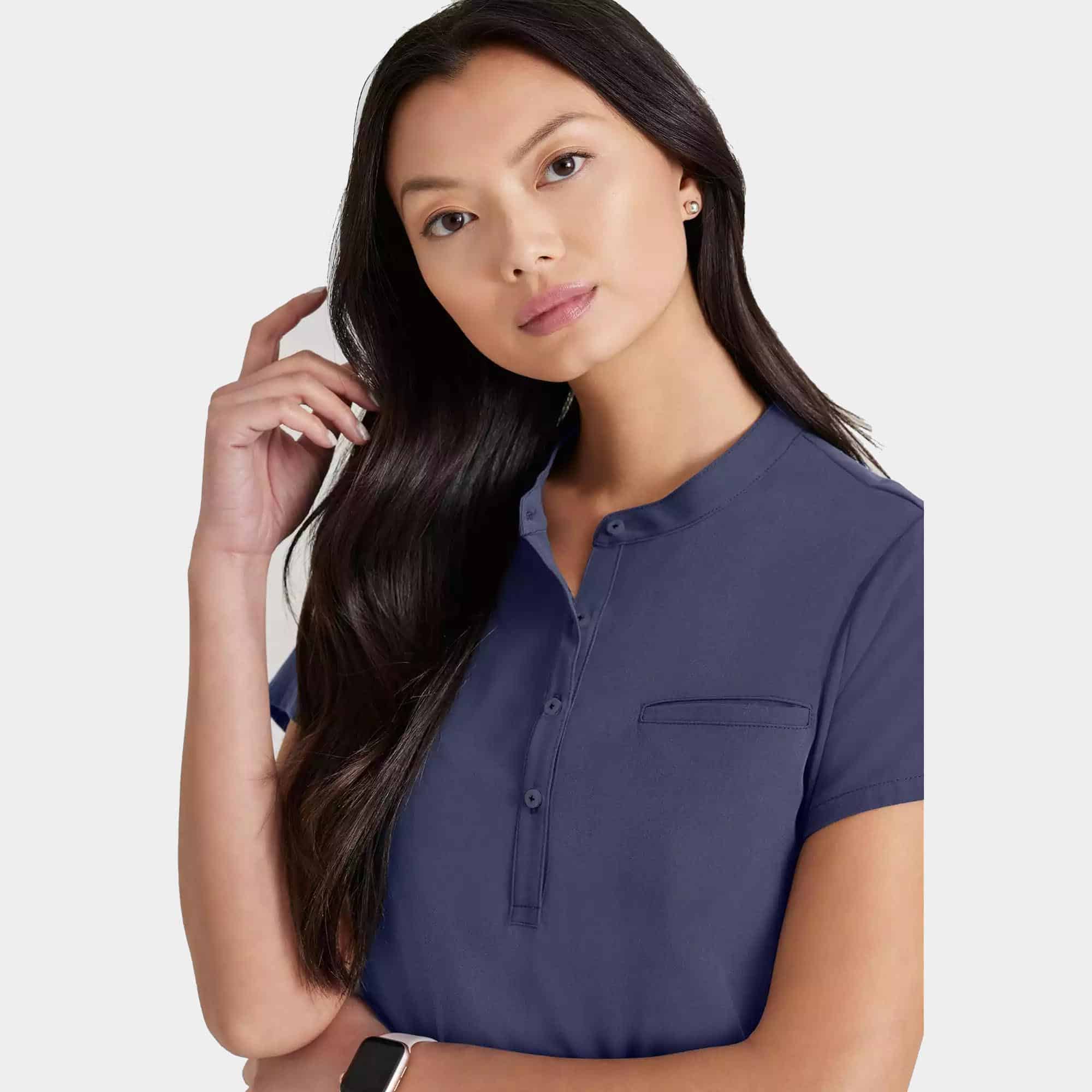 Women's 1 Pocket Collar Tuck In Top | BUT163 4 Women's 1 Pocket Collar Tuck In Top | BUT163 - Image 4
