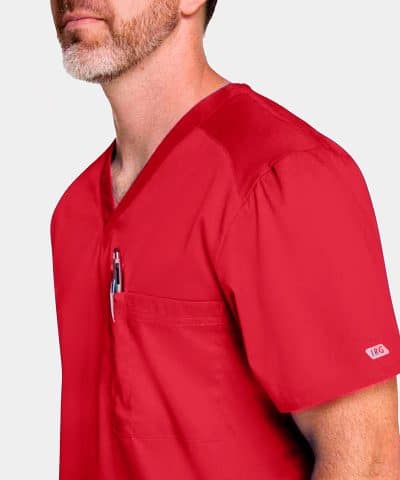 Edge by IRG 2851 MensMeshPanelV NeckTop Red RED 04 IRG Scrubs - Uniform Connection