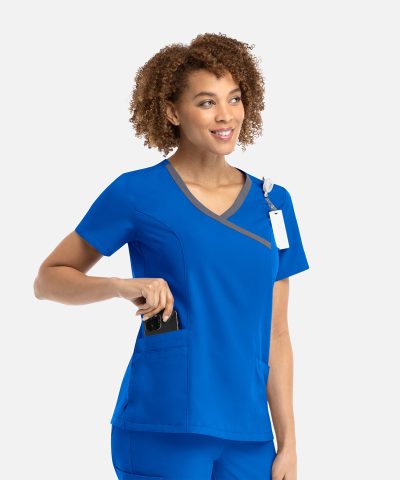 Women's Mock Wrap Top with Contrast Trim | 5004